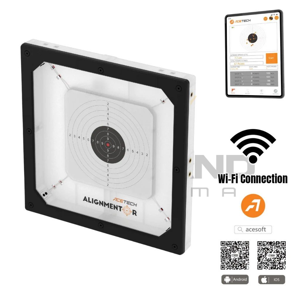 Acetech Alignmentor Akıllı Puanlamalı 20x20cm POLIGON Hedefi CEP TELEFONU SKOR UYGULAMALI