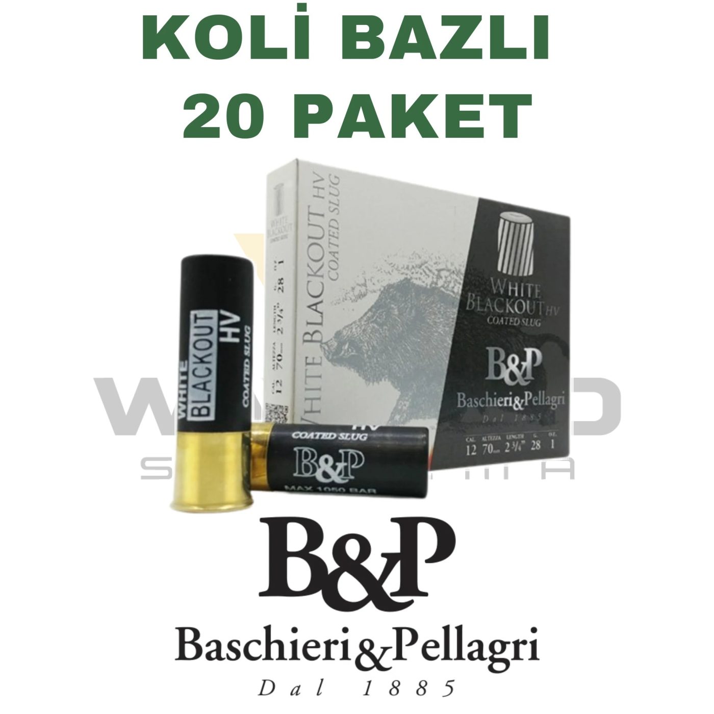 B&P Big Game Palla White Blackout HV - Tek Kurşun (Koli Bazlı) - 12 GA, 28 g, 70 mm