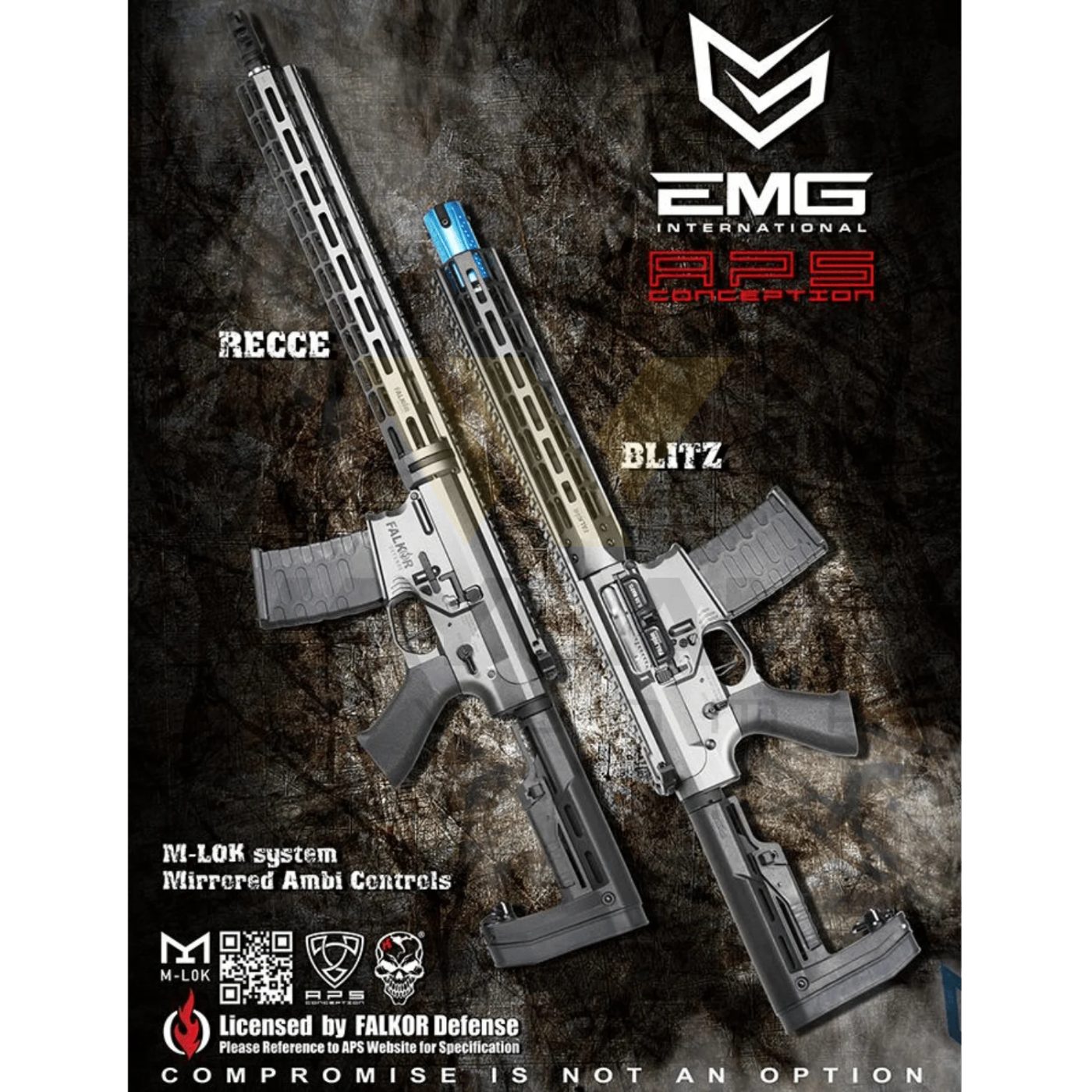 EMG Falkor Defence .223 RECCE BLACK SilverEdgeII Gearbox ETU AEG Training Rifle
