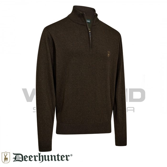 DEERHUNTER Harrington Fermuarlı Kahverengi Kazak XL